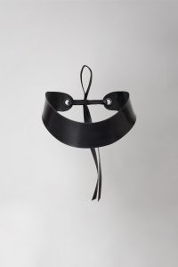 front choker product picture black latex shiny with ribbon