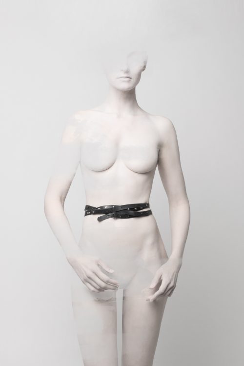 belts belt nude model black latex with rivets gunbuttons