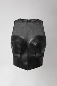 Corsage-with-chiffon-front latex and transparent cotton corsage